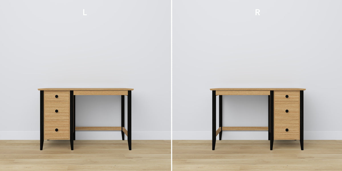 Scrivania 3S in rovere naturale con nero in nello studio – allestimento scandinava, Nizio