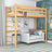 Lit mezzanine en bois pin naturel – espace libre sous la chambre, Nizio