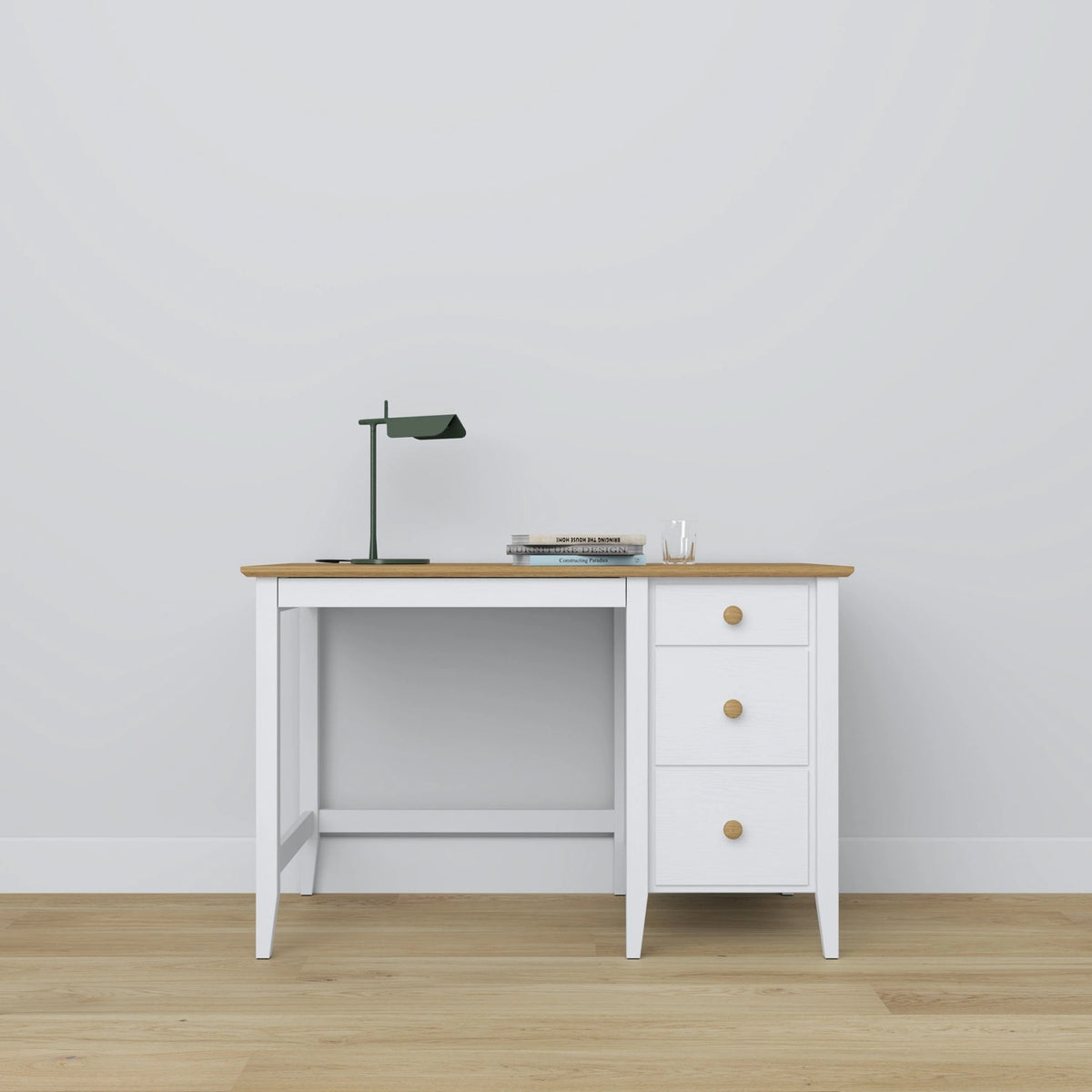 Wooden desk 3S Scandi white / natural oak
