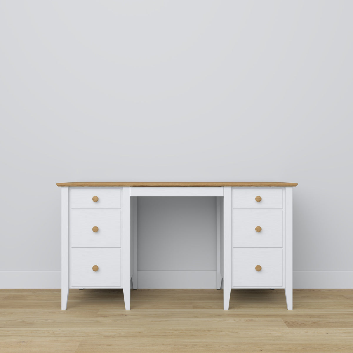 Wooden desk 6S Scandi white / natural oak