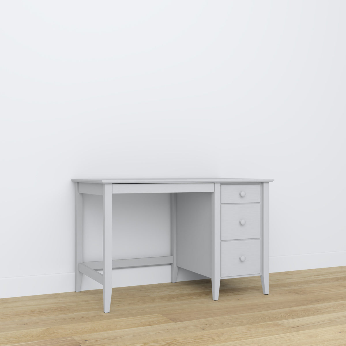 Scrivania 3S grigio – in legno, compatto piano, vista frontealny, Nizio
