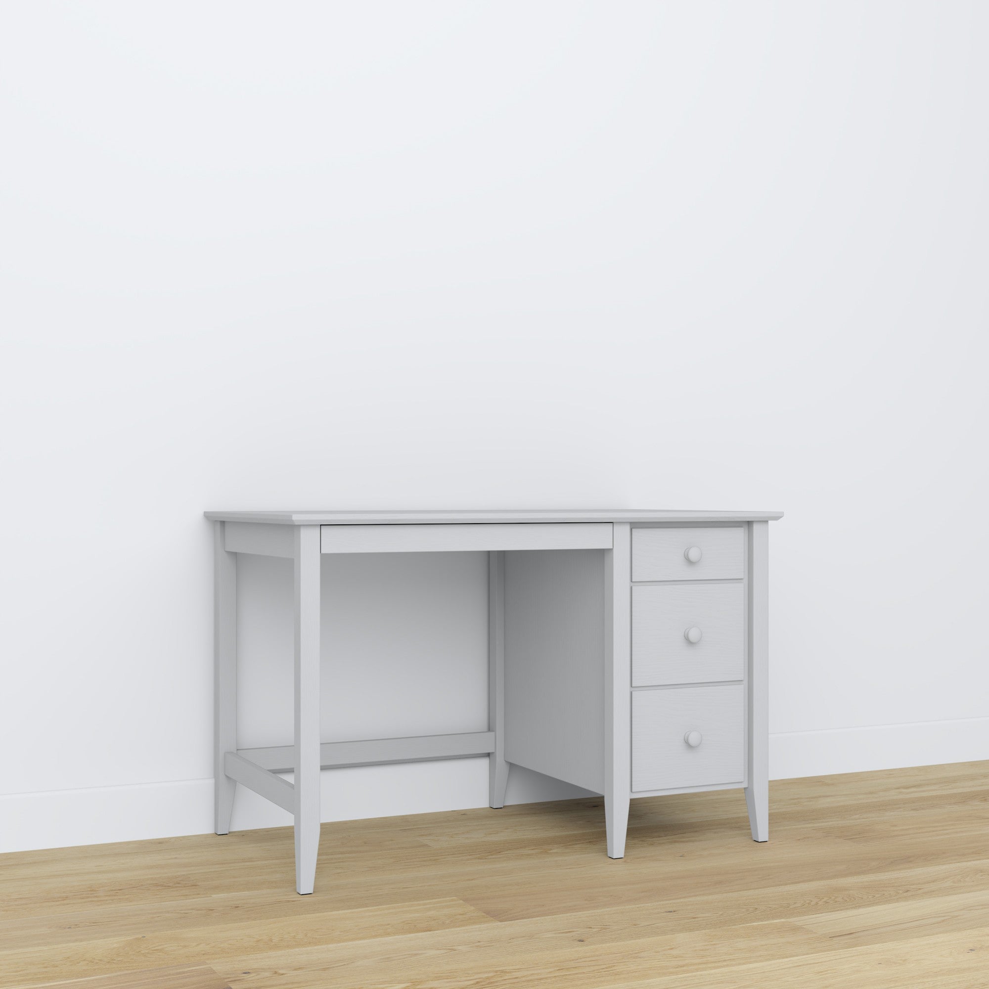 Scrivania 3S grigio – in legno, compatto piano, vista frontealny, Nizio