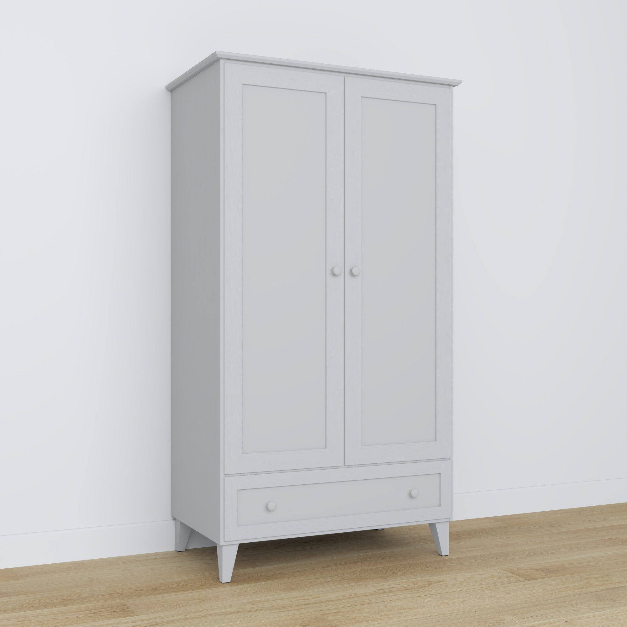 Armadio 2D1S grigio – in legno, porte chiuso, vista frontealny, Nizio