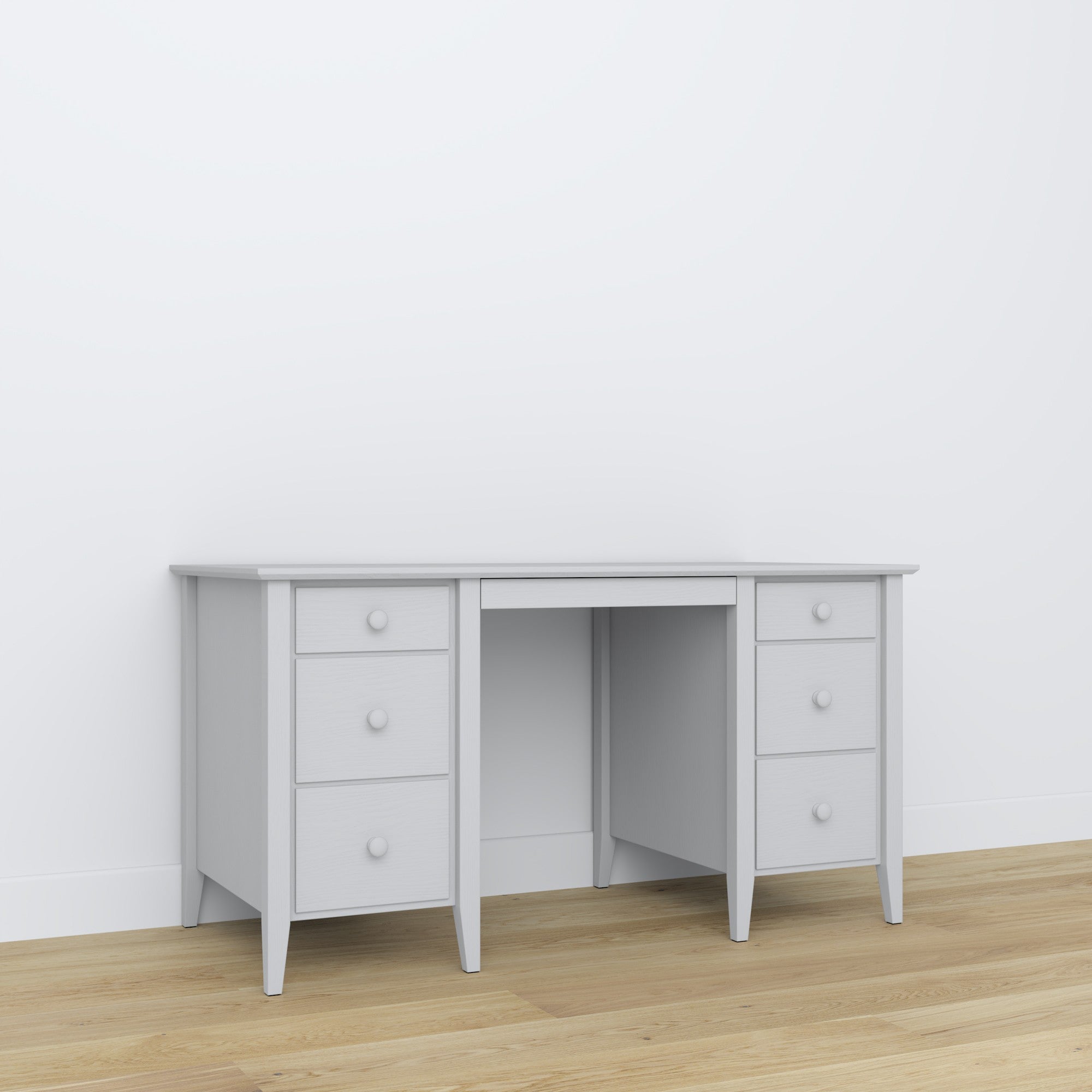 Scrivania 6S grigio – in legno, szeroki piano, vista frontealny, Nizio