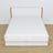 Doppelbett mit Schublade aus Holz weiß mit Eiche – Schrägansicht, Scandi-Schlafzimmer