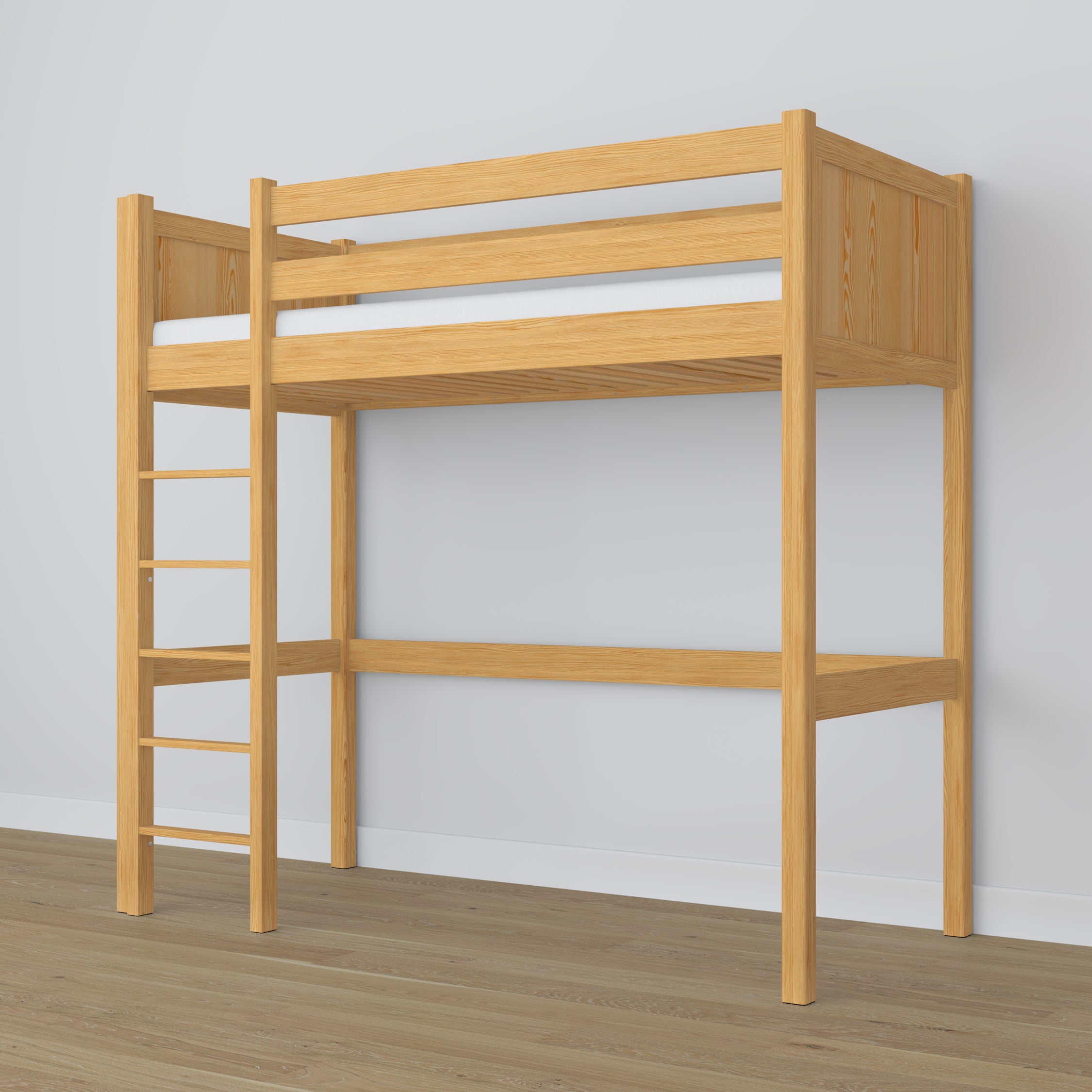 Lit mezzanine pin naturel dans la chambre d'enfant – décoration scandinave, en bois