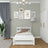 Letto bianco con cassetto per materasso – vista laterale, in legno, Nizio Home
