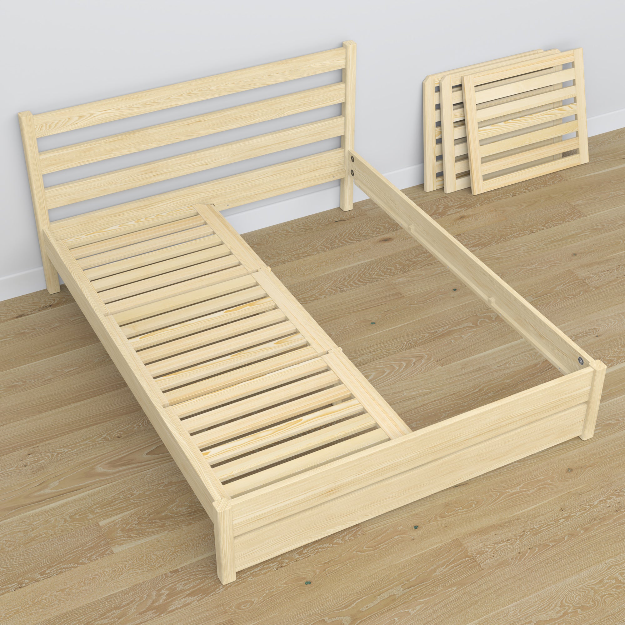 Letto matrimoniale pino trasparente in legno – dimensioni e schema, Nizio Home