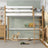 Hochbett aus Holz, Weiß-Eiche – Kinderzimmer, Massivholz, Scandi-Stil