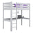 Letto a soppalco con scrivania in legno grigio – stanza per bambini, scandi Nizio