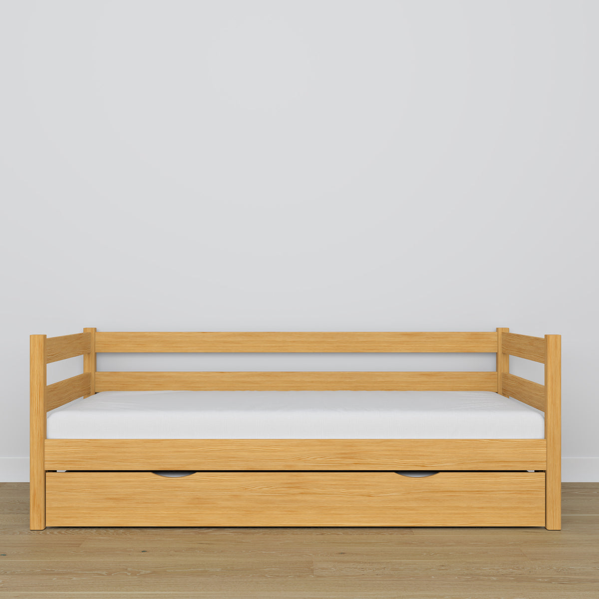Letto divano con cassetto per materasso pino naturale in legno – dimensioni, Nizio