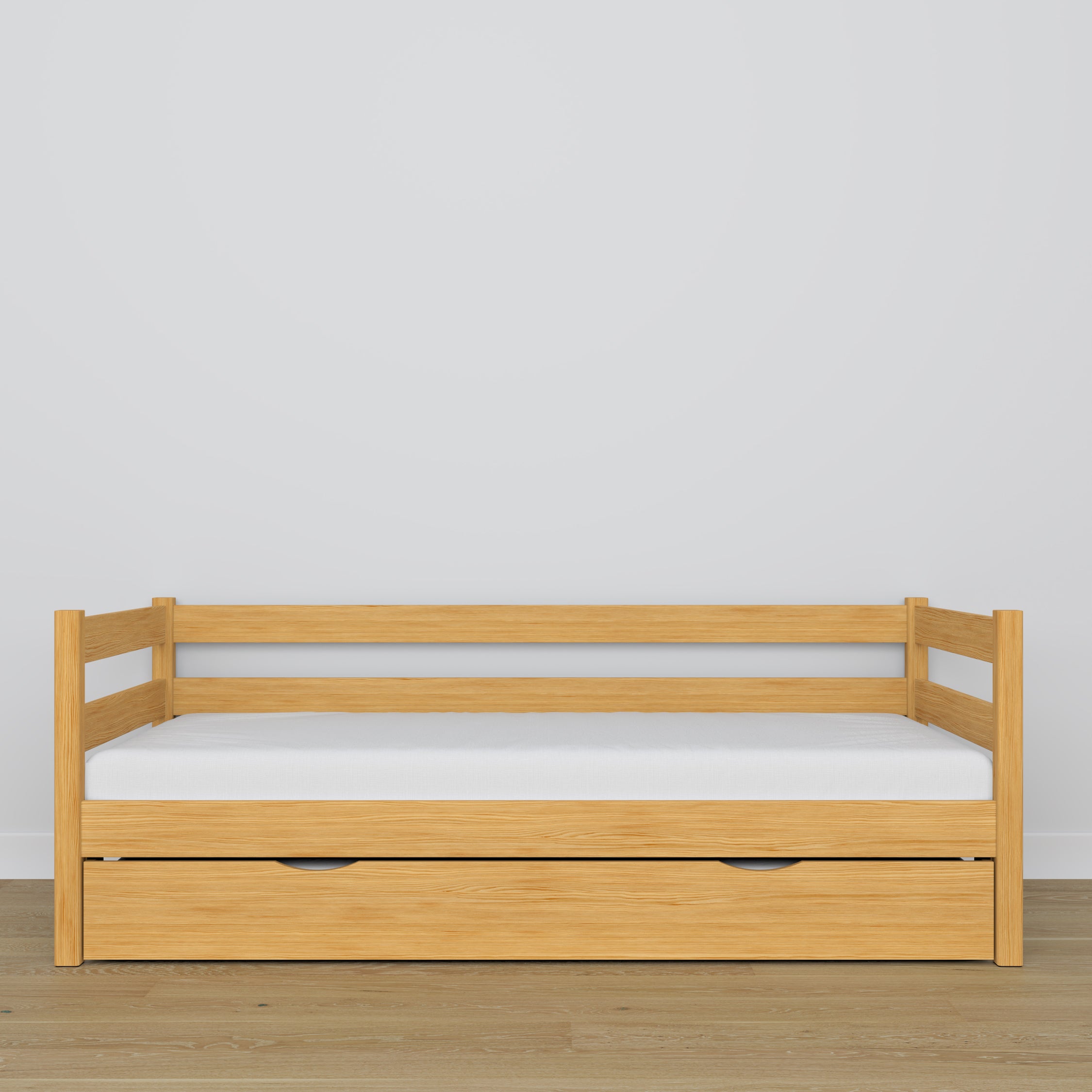 Letto divano con cassetto per materasso pino naturale in legno – dimensioni, Nizio