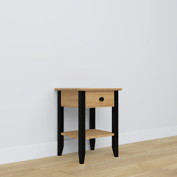 Oak bedside table 1S N01 Scandi oak natural / black