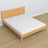 Double bed natural pine in bedroom – bedding arrangement with bedding, scandi style