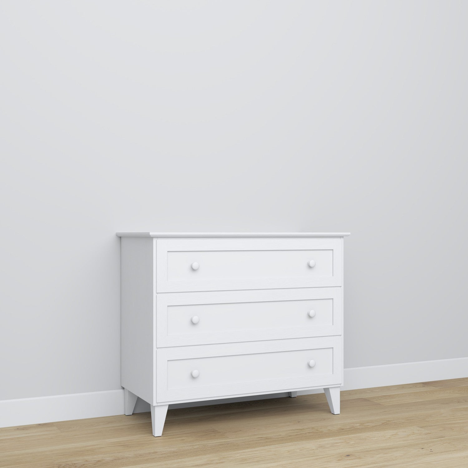 Kommode 3S Holz Weiß – Deckplatte und Details, hohe Qualität Nizio Home