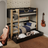 Letto a castello con cassetto in legno nero-quercia – stanza per bambini, legno massello, scandi