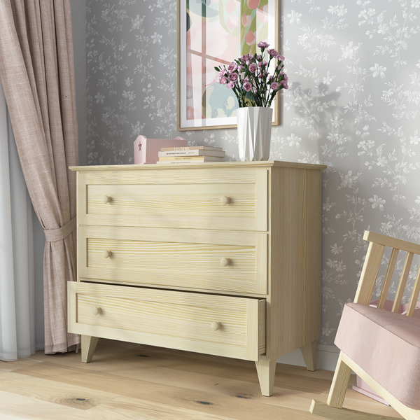 Pine chest of drawers 3S 105 Scandi clear pine