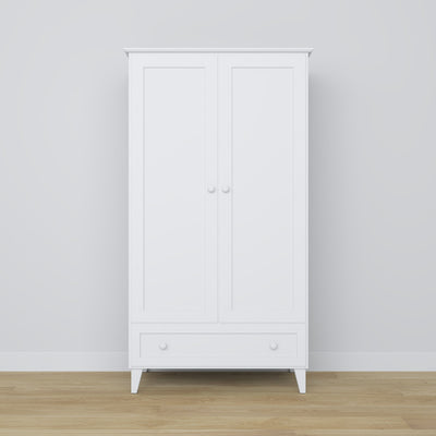 Wooden wardrobe 2D1S Scandi white