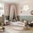 Lit bas blanc w chambre – décoration scandinave, en bois
