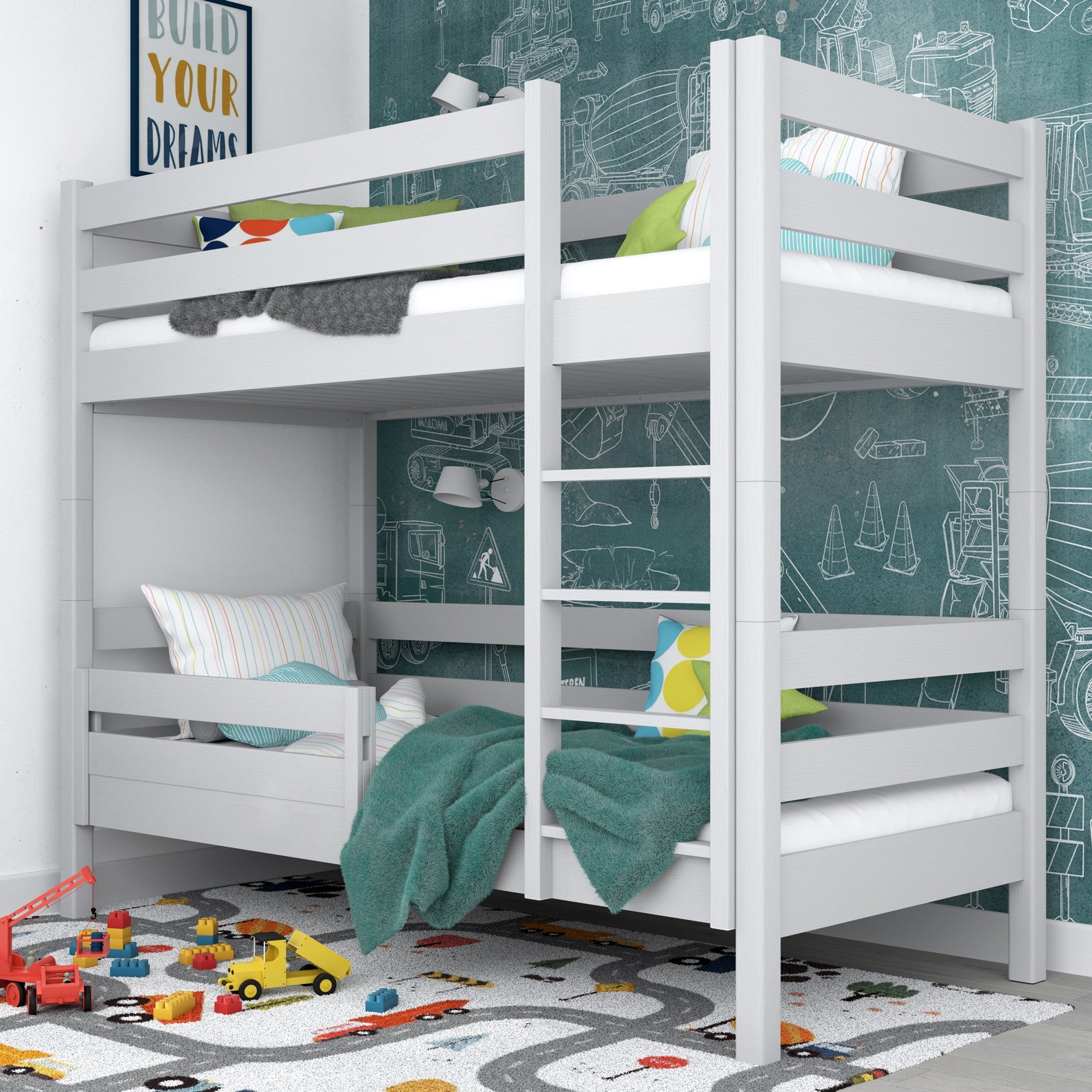 Sponda di protezione grigio – in legno, vista frontealny, Nizio Home