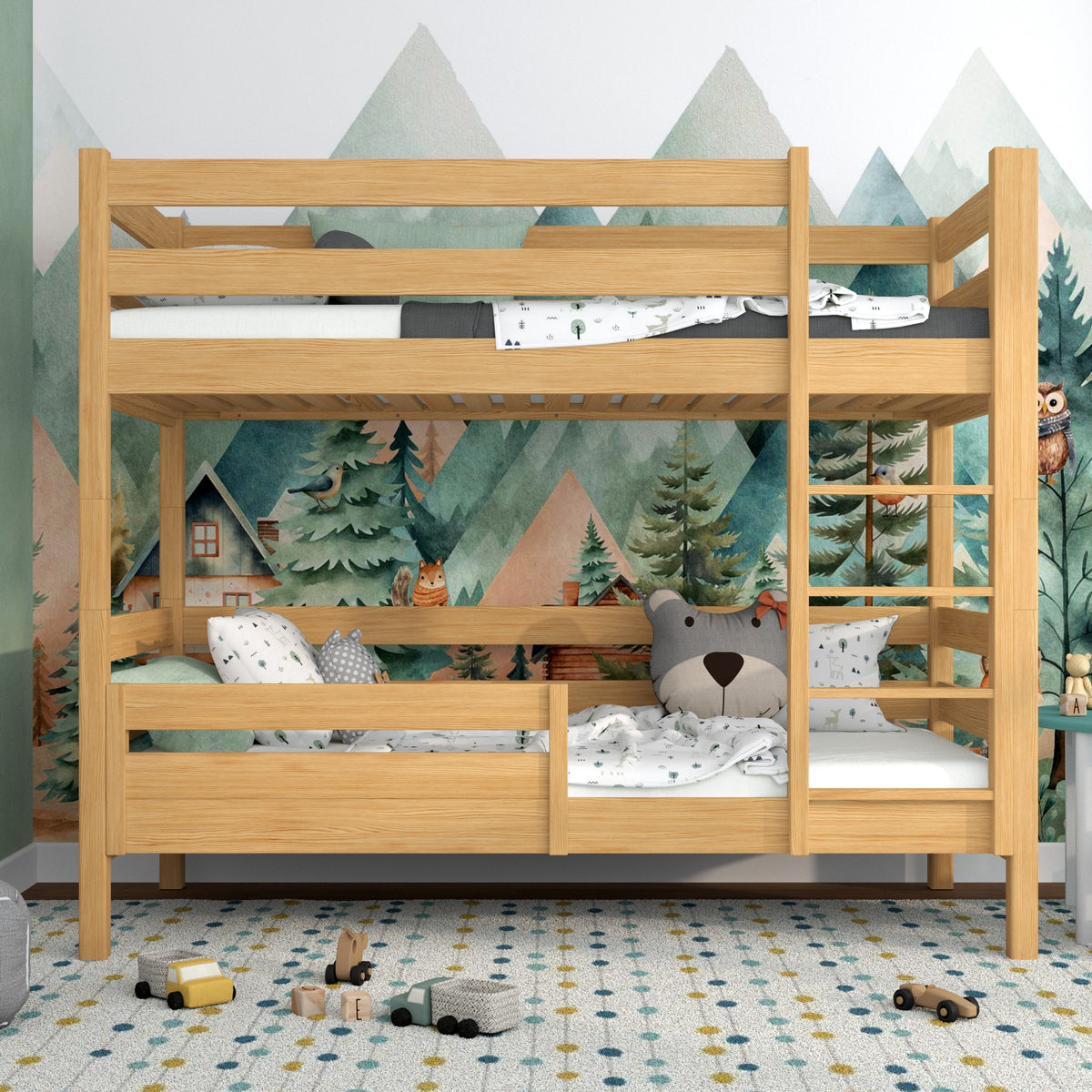 Bed fall protection | natural pine