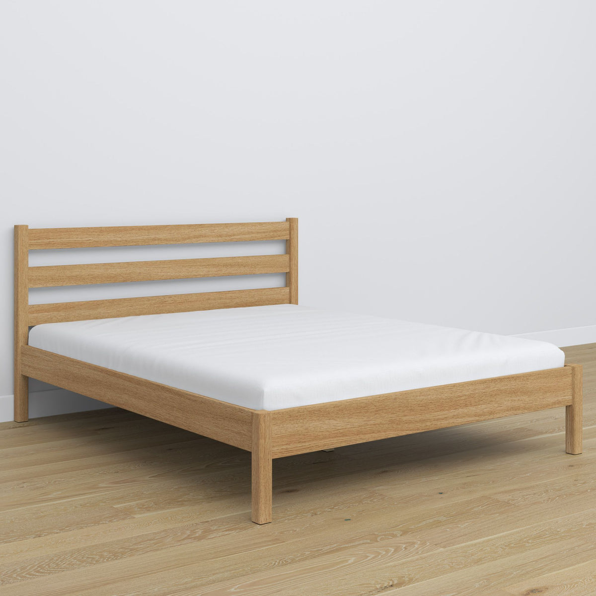 Łóżko podwójne N01 dąb naturalny – aranżacja sypialni, Nizio Home