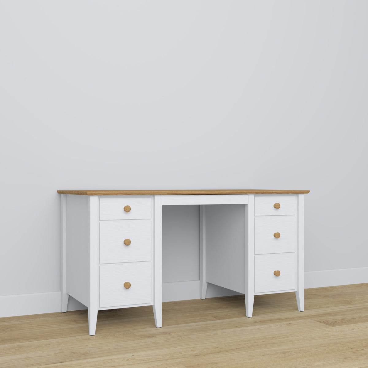 Wooden desk 6S Scandi white / natural oak
