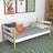 Sofa bed wooden white-oak – side view, shape and proportions of the furniture