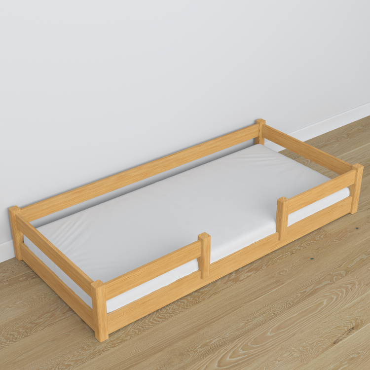 Niedriges Bett Kiefer natur im Schlafzimmer – skandinavische Einrichtung, Holz