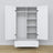 Armadio 2D1S bianco – cassetto aperto, capiente vano, in legno