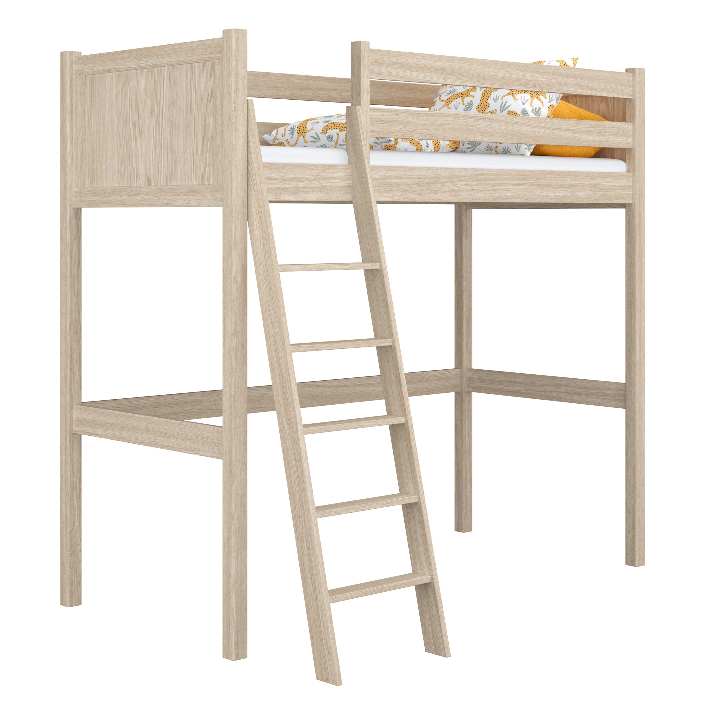Bleached Oak Loft Bed – Children’s Room, Solid Wood, Scandi Style