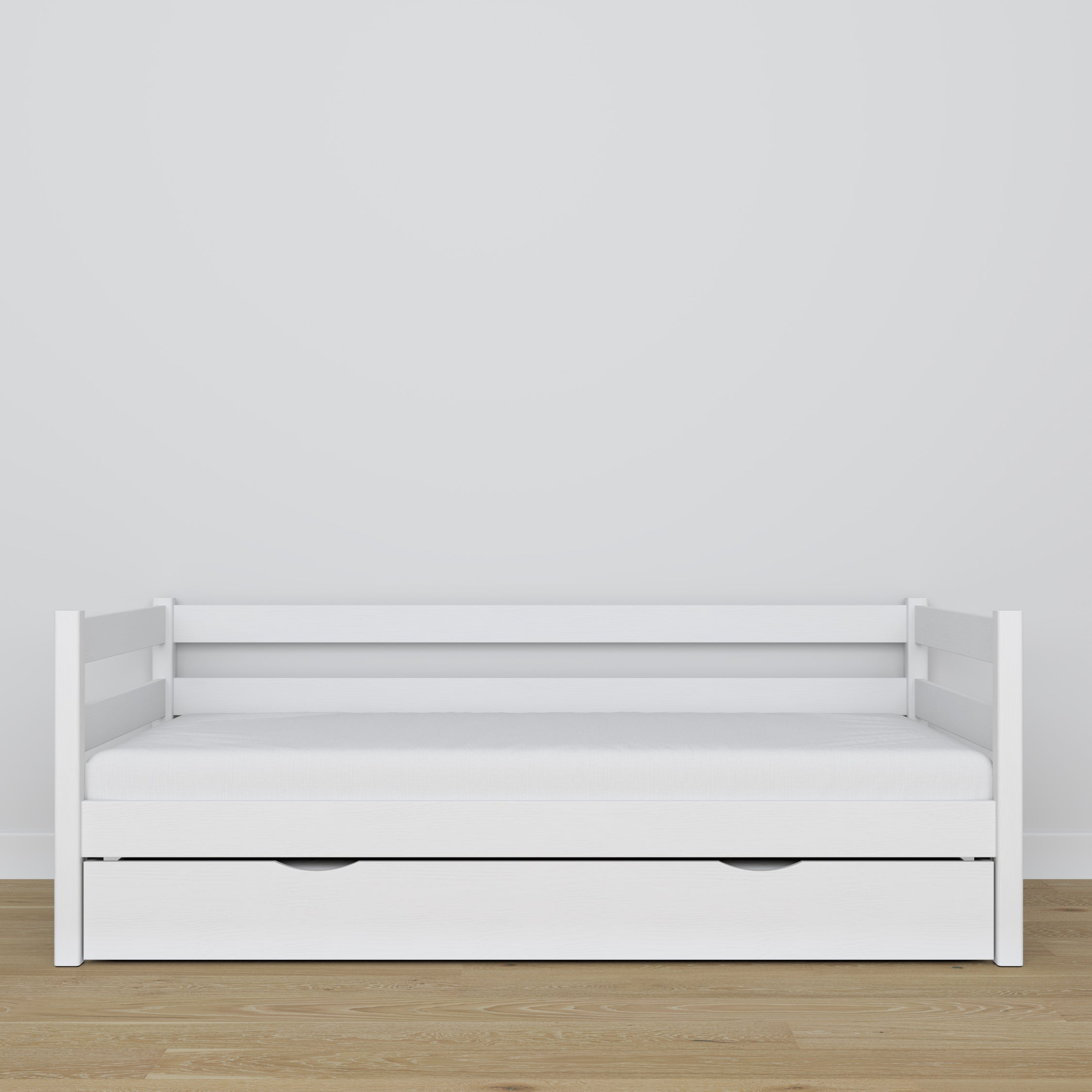 Łóżko sofa z szufladą na materac N01 biały – dodatkowy widok, ekologiczne drewno