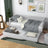 Sofa bed wooden grey – open drawer, bedding storage