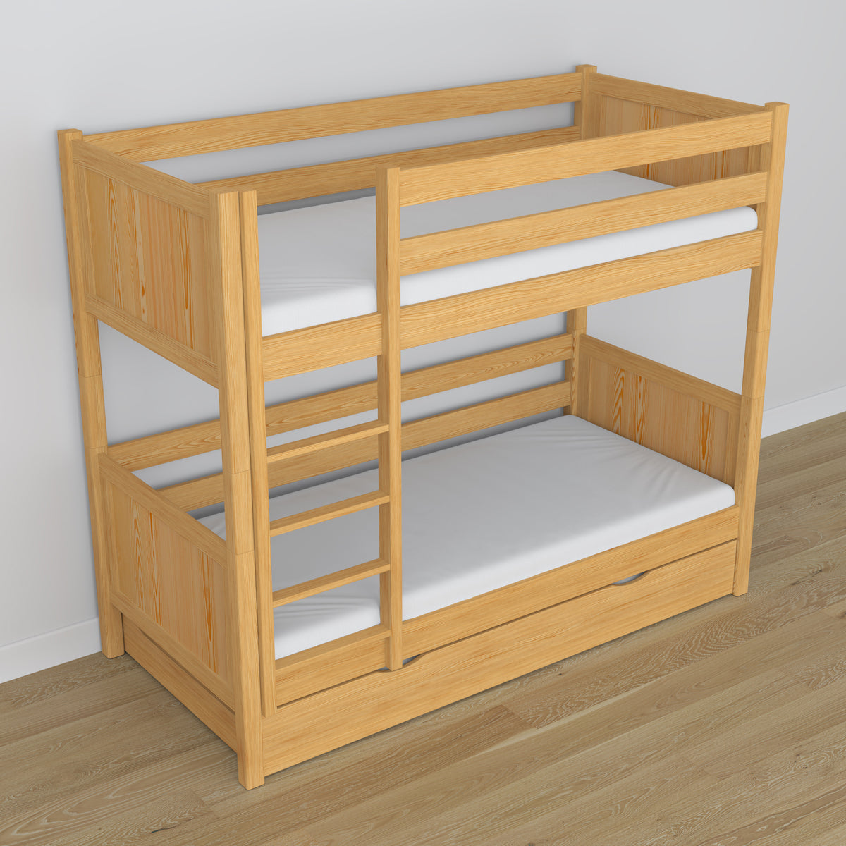 Lit superposé avec tiroir pour matelas pin naturel en bois – bois massif, style scandinave