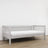 Grey sofa bed – wooden side barrier, child safety