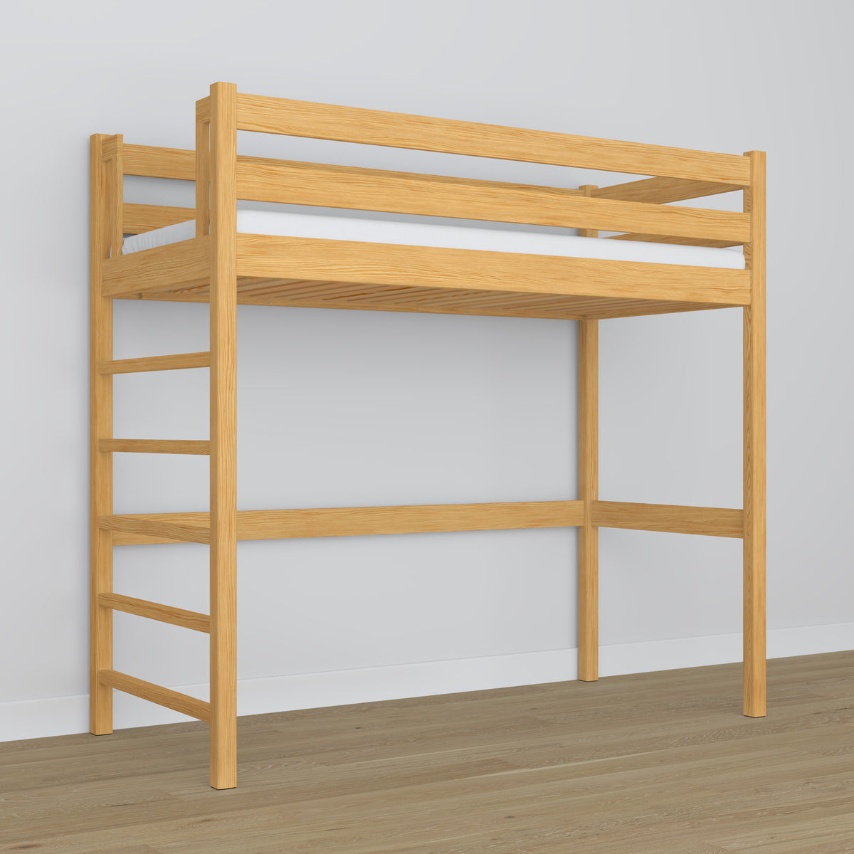 Lit mezzanine pin naturel en bois – dimensions et schéma, Nizio