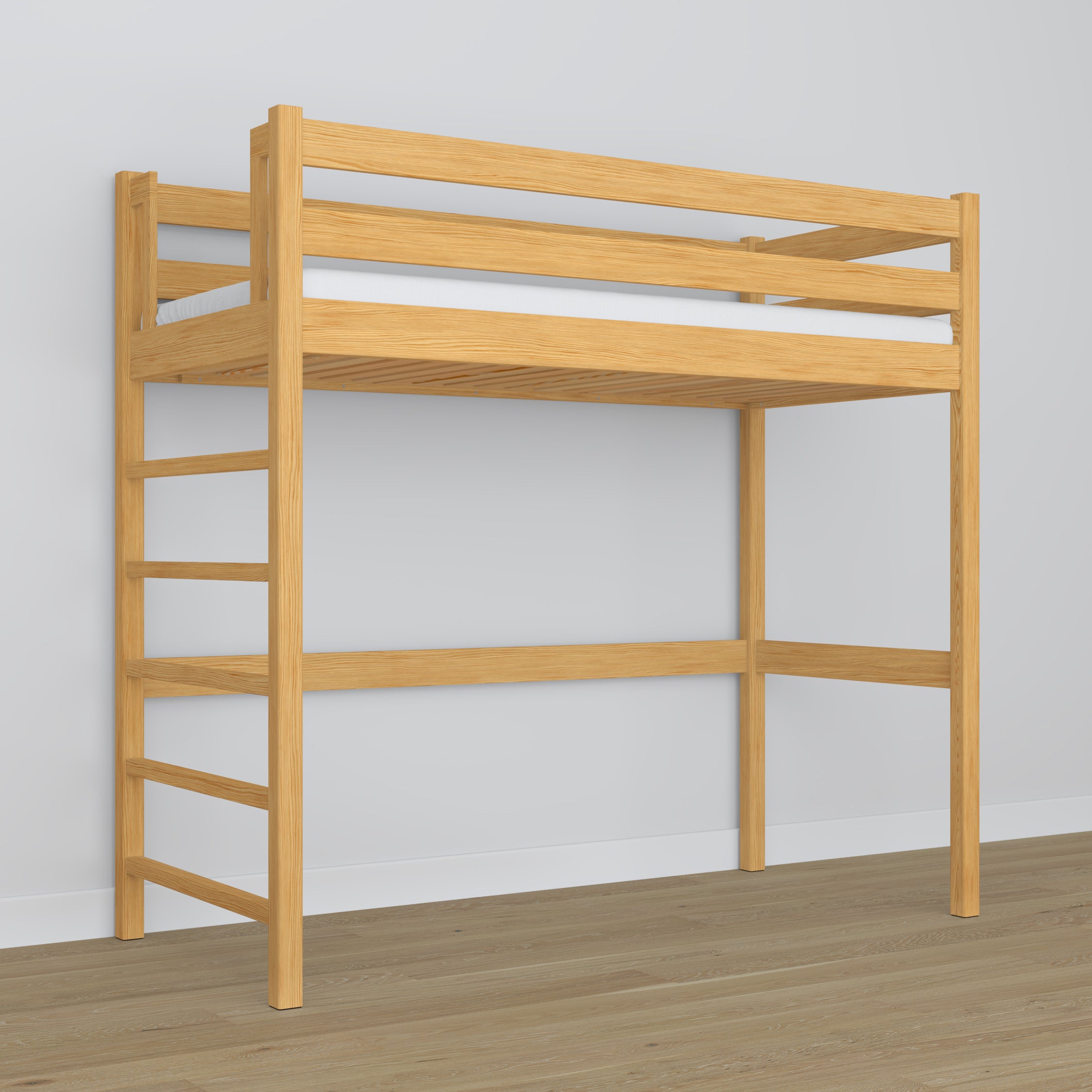 Lit mezzanine pin naturel en bois – dimensions et schéma, Nizio