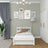 Letto bianco con cassetto – vista laterale, in legno, Nizio Home