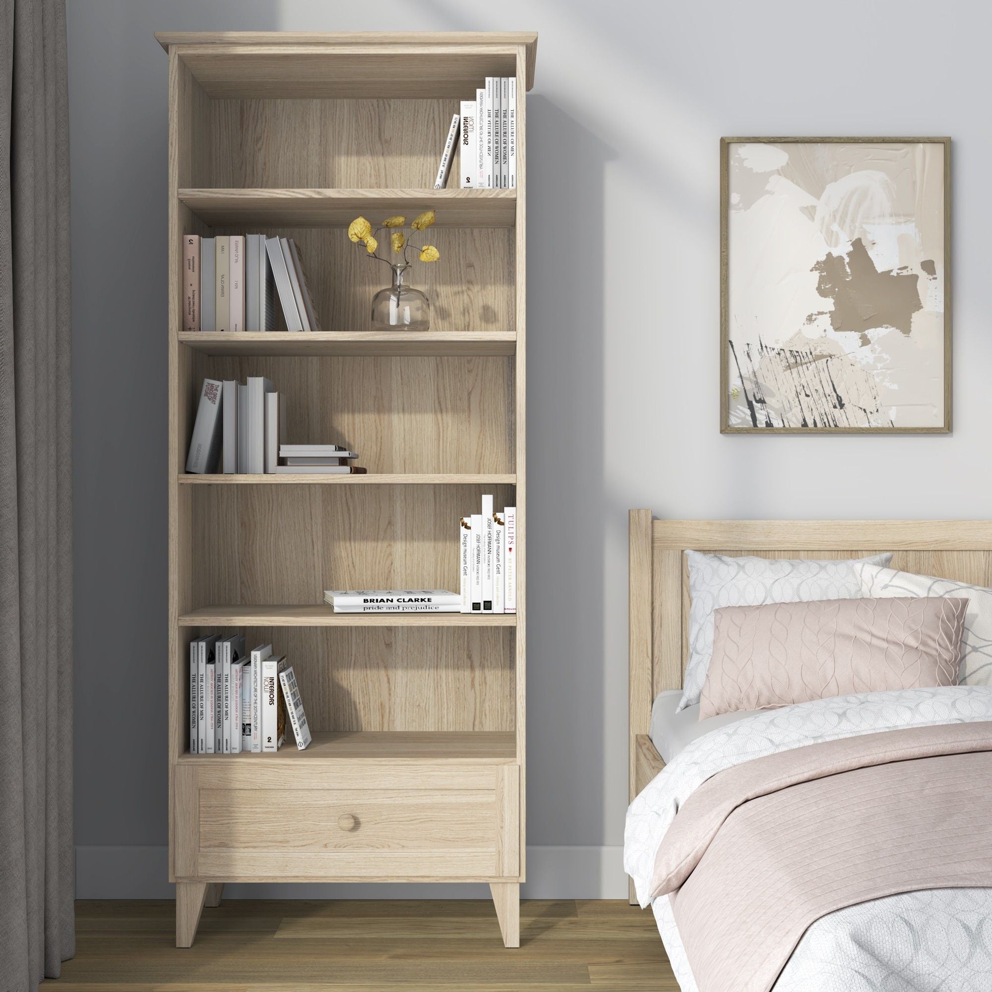 Oak shelf 1S 80 Scandi oak bleached