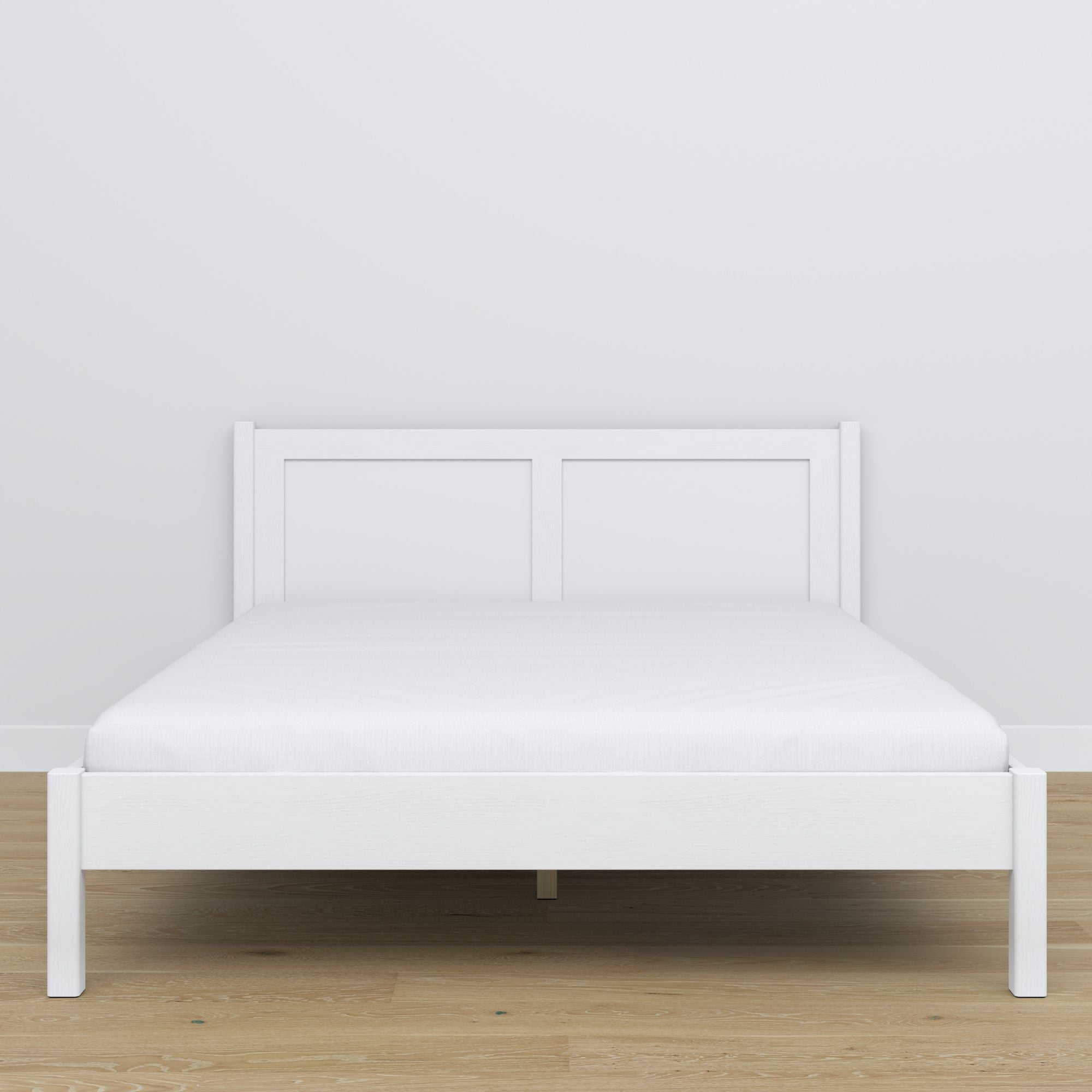 Lit double blanc – sommier à lattes en bois, Nizio Home