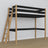 Letto a soppalco nero-quercia in legno – dimensioni e schema, Nizio