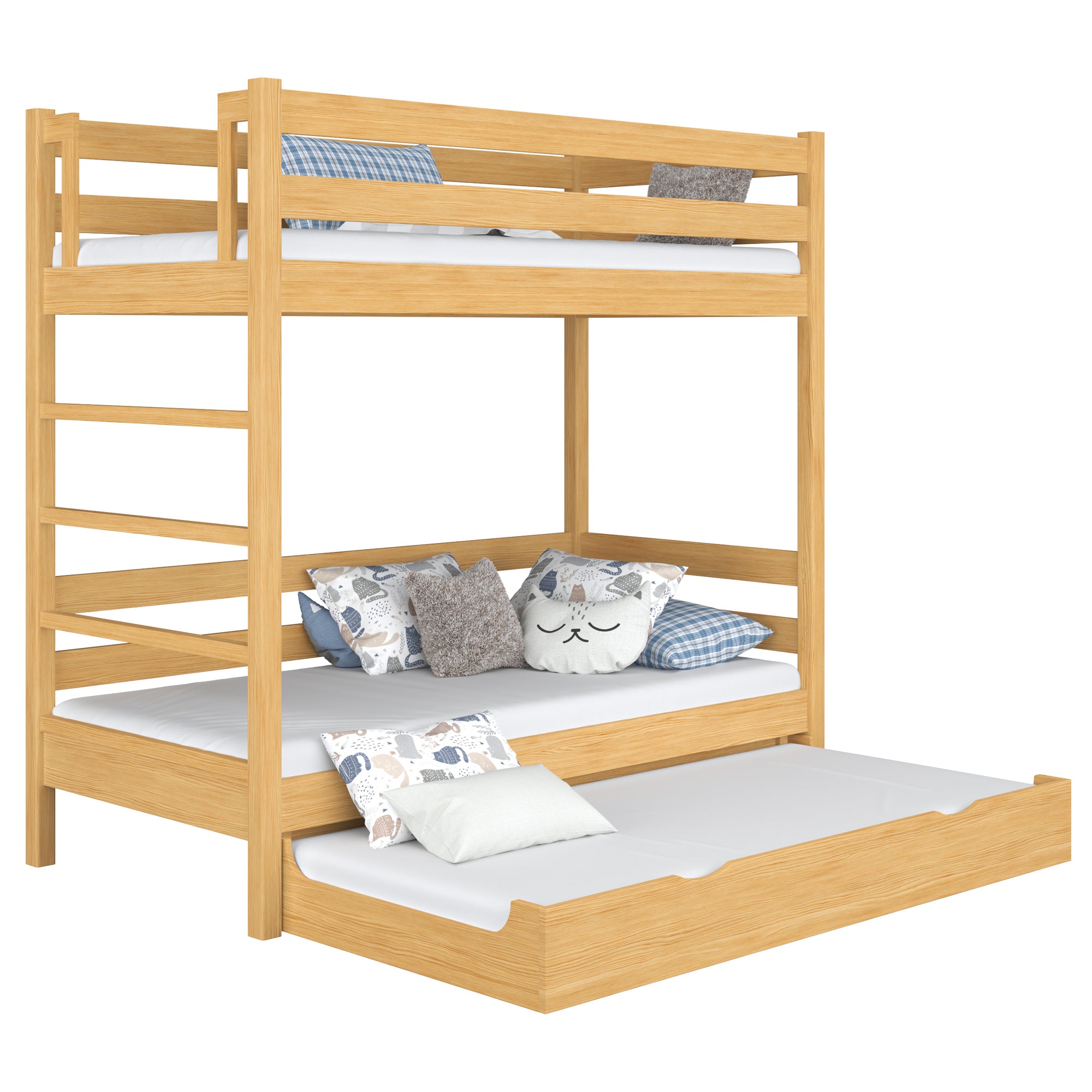 Letto a castello pino naturale per bambini – cassetto per materasso, in legno, Nizio