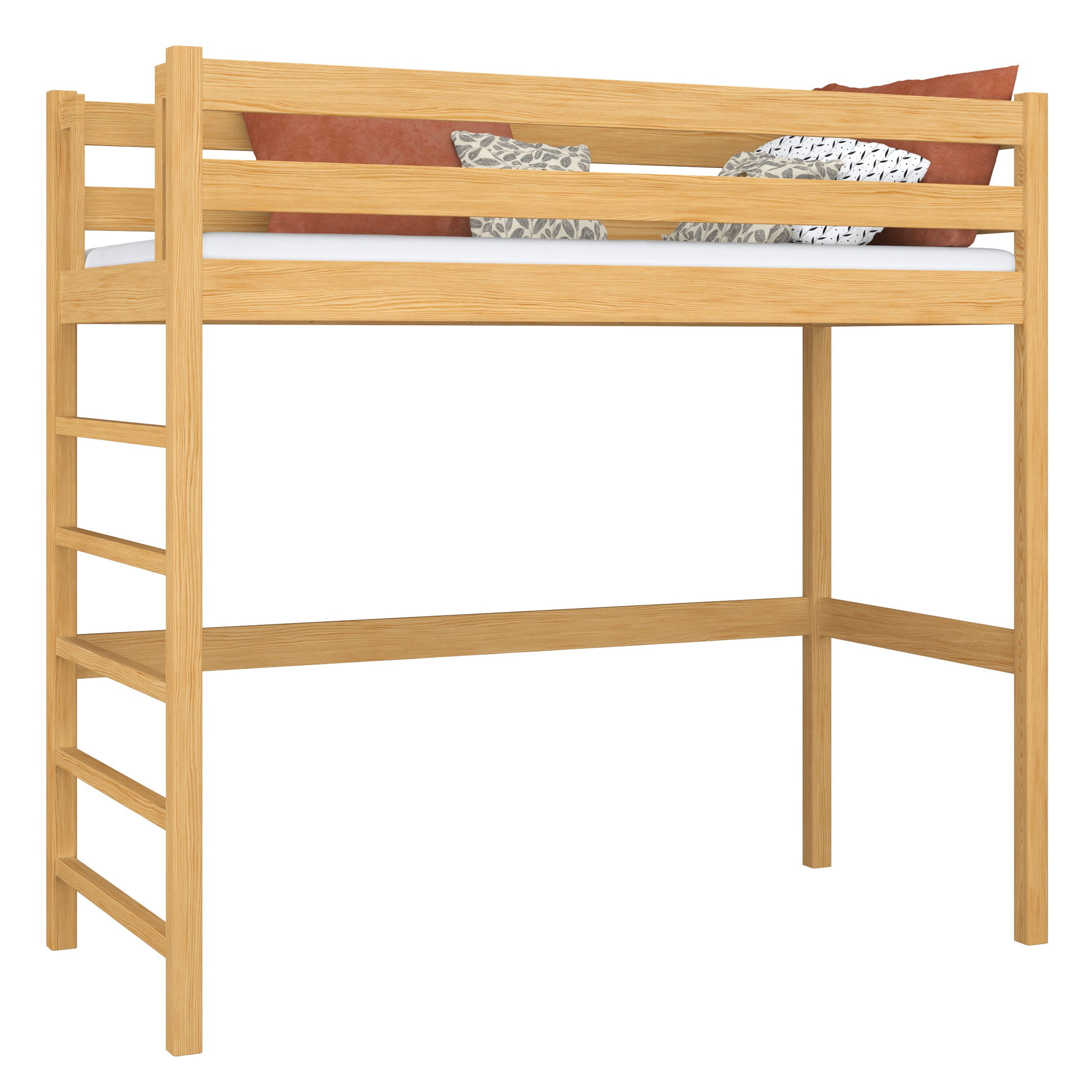 Lit mezzanine en bois pin naturel – chambre d'enfant, bois massif, style scandinave