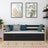 Letto divano nero-quercia – laterale sponda in legno, vista laterale, Nizio