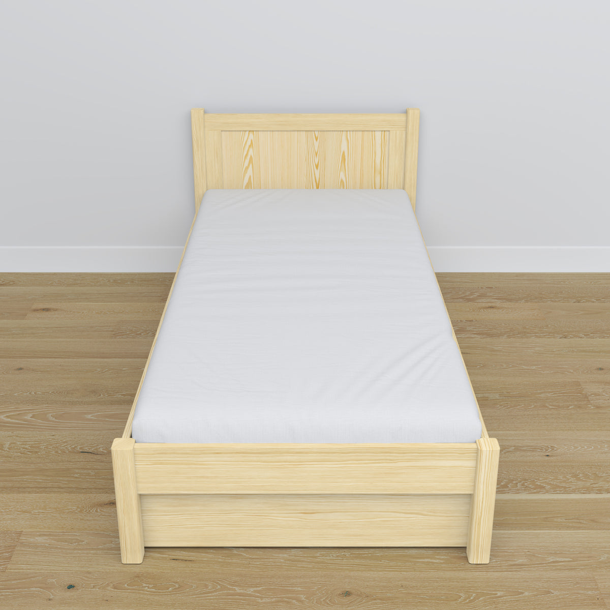 Wooden bed with drawer clear pine – dimensions and diagram, Nizio Home