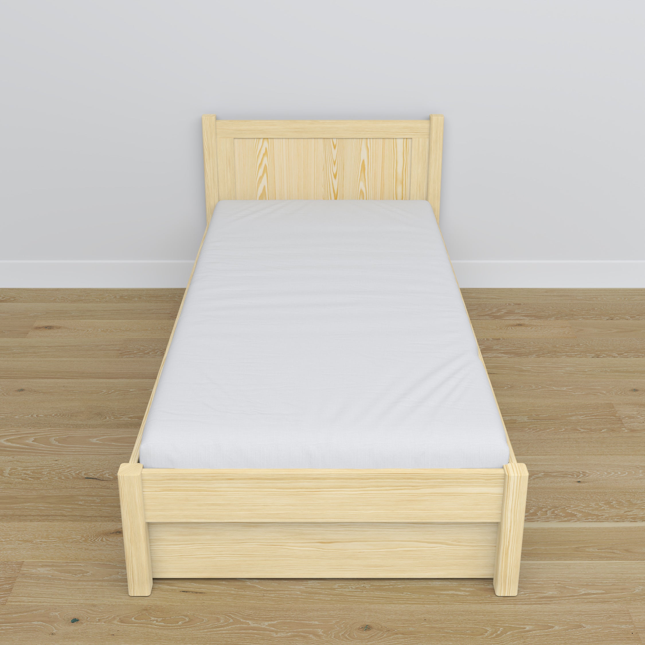 Wooden bed with drawer clear pine – dimensions and diagram, Nizio Home