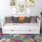 Sofa-lit blanc – barrière latérale en bois, vue de côté, Nizio