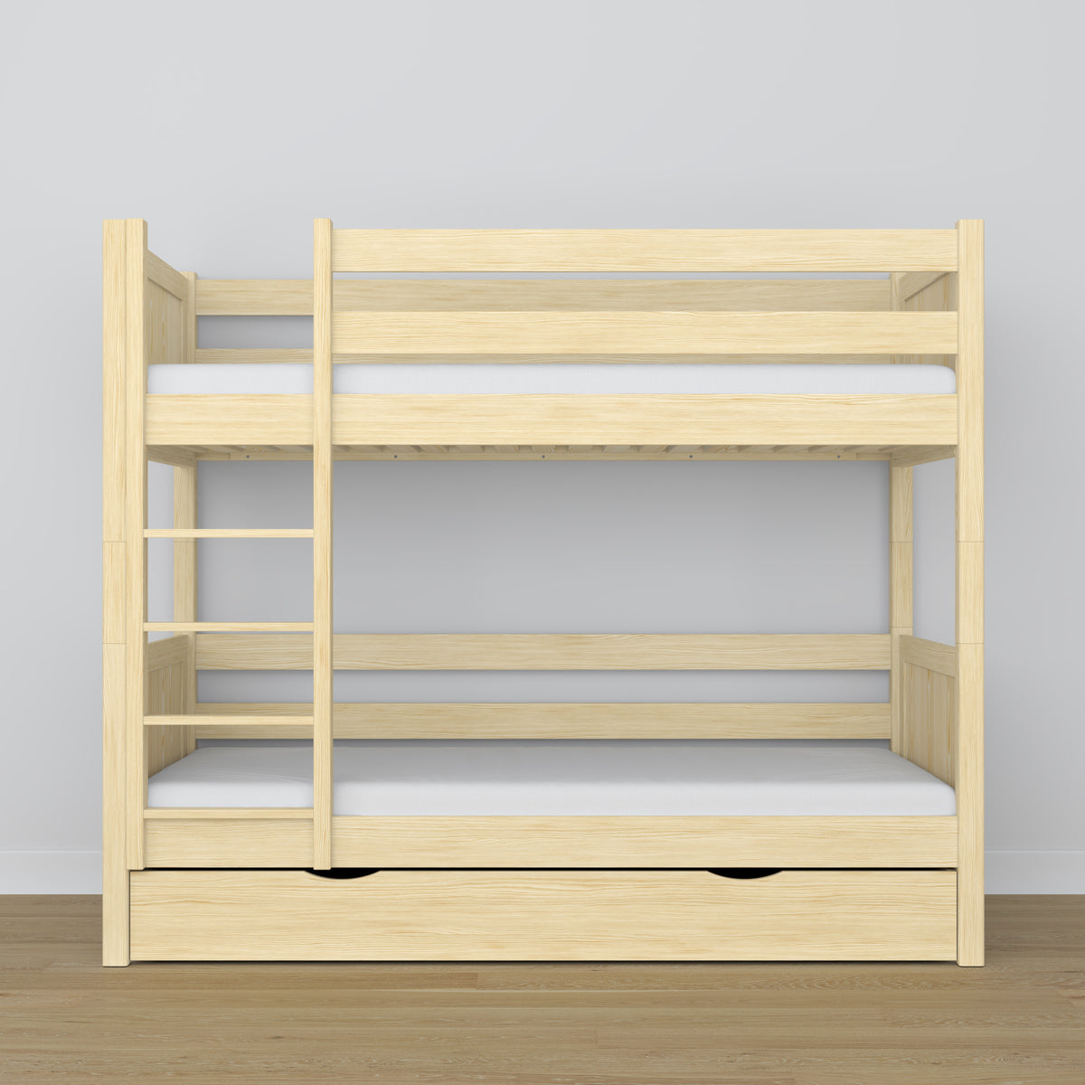 Hochbett mit Schublade Kiefer farblos aus Holz – skandinavisches Design, Nizio
