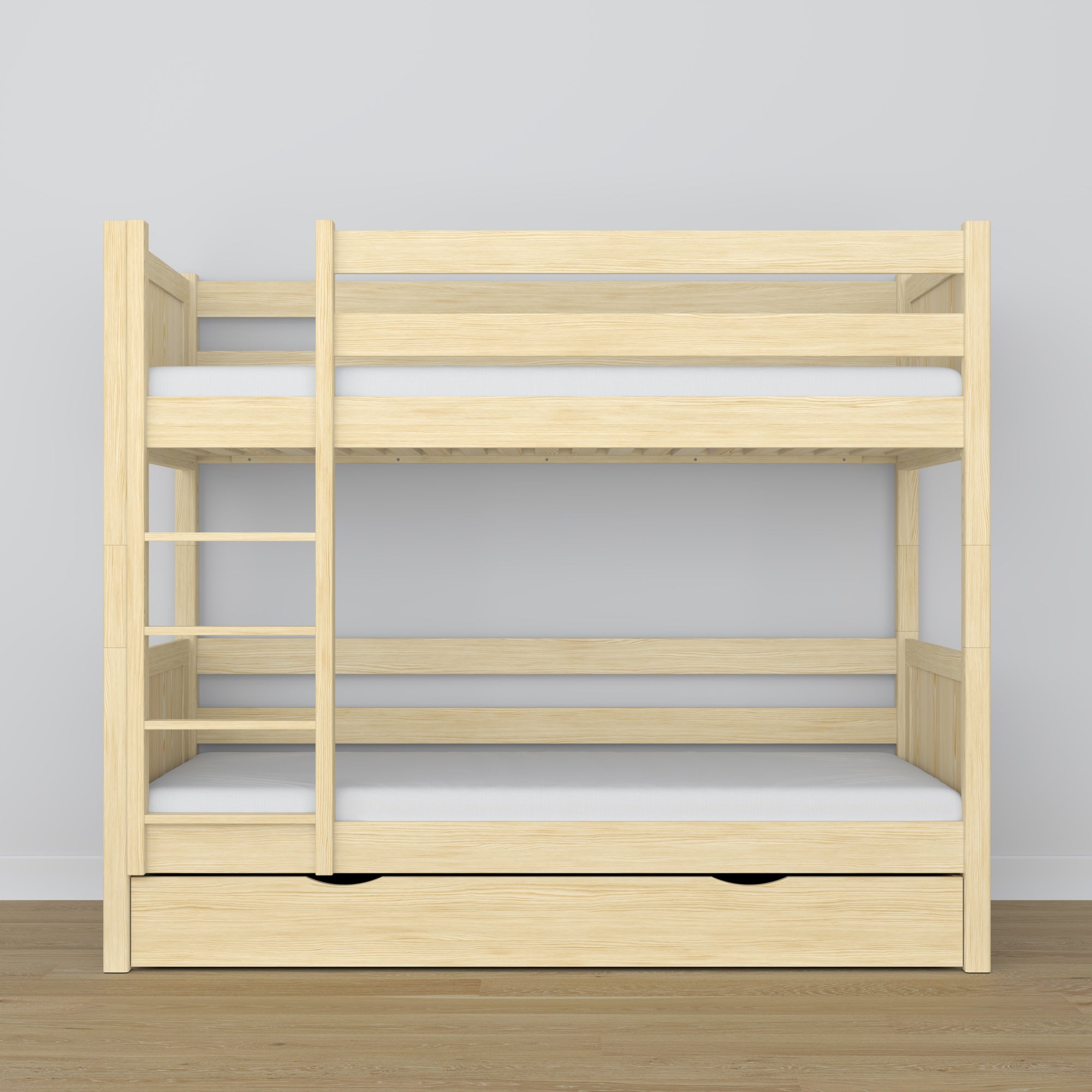 Hochbett mit Schublade Kiefer farblos aus Holz – skandinavisches Design, Nizio