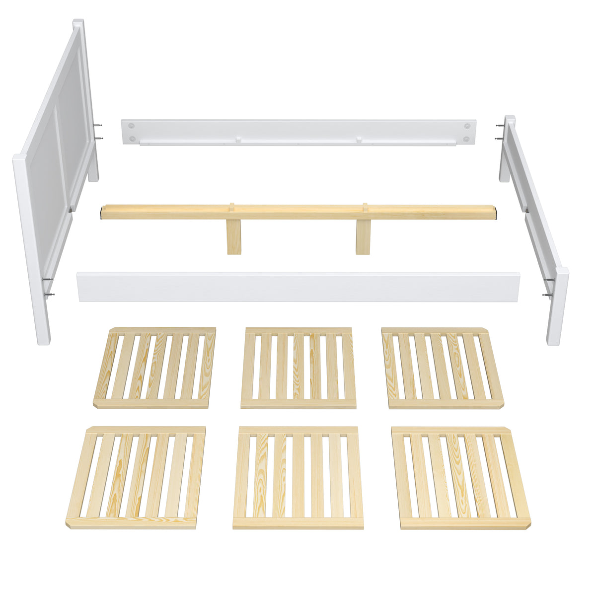 Lit double blanc-chêne – sommier à lattes en bois, Nizio Home